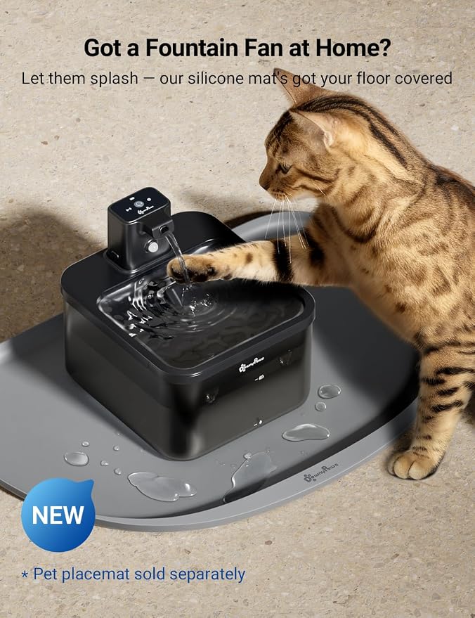DownyPaws Cat Water Fountain Cordless, Pet Fountain, 84oz/2.5L, Black | Wireless Cat Drinking Water Fountains for Cats Indoor, Fursink , Battery Operated, Motion Sensor, Ultra Quiet Pump, BPA-Free - Image 6