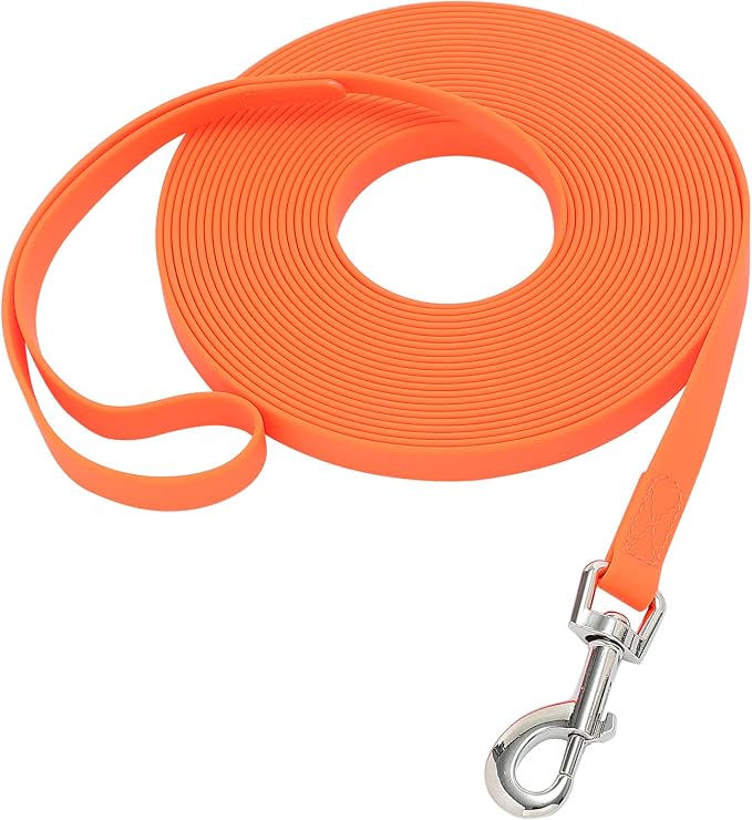 Waterproof Long Leash Durable Dog Recall Training Lead Great for Outdoor Hiking, Training, Yard, Beach and Swimming (Orange, 30ft) by Qiaosite