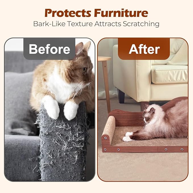ComSaf Cat Scratcher Bed 26.4 in, Large Cardboard Cat Scratching Board | Scratch Pad Lounger, Sofa Couch Shape, Corrugated Cardboard, Furniture Protection, Indoor Resting Spot, Claw Care - Image 5