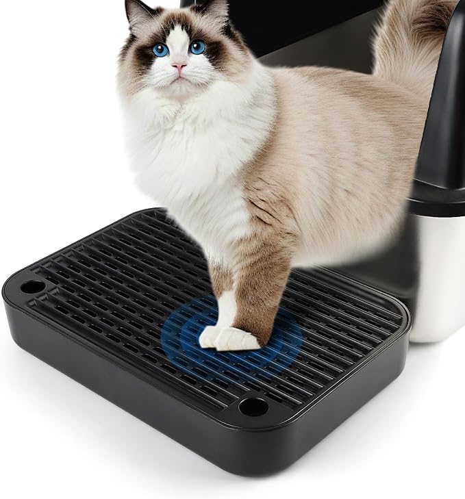 Cat Litter Box Step, Litter Box Ramp Catcher with Filter Function, Black | Litter Box Ramp for Kittens & Old Cats, Washable, Anti-Tracking, Non-Slip Litter Catcher, Easy to Clean by Bartuke