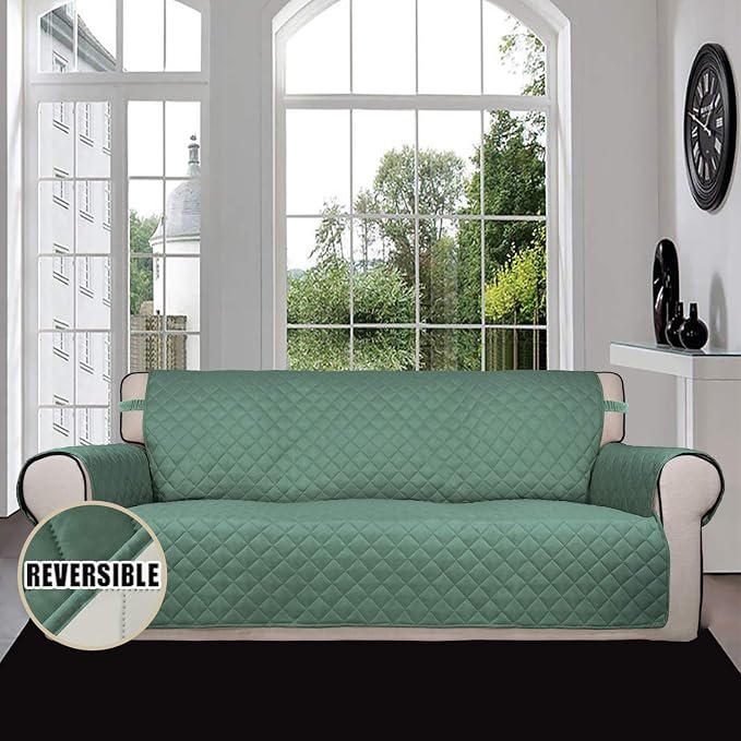 Easy-Going Reversible Couch Cover, 3 Cushion Sofa, Large, Cyan/Ivory | Machine Washable Slipcover For Dogs, Water Resistant Furniture Mat For Living Room, Non-Slip Sofa Cover, Pet Friendly - Image 2