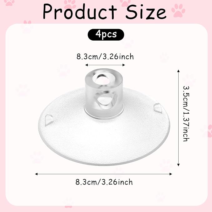 4 PCS Window Perch Suction Cup Large Replacement Clear PVC Sucker Pads Powerful Suction Cups for Cat Window Bed Seat Hammocks (Pack of 2) - Image 2
