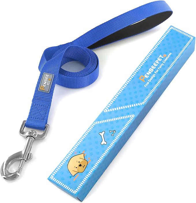 6 FT Reflective Dog Leash for Medium Dogs,Blue | Padded Handle,Metal D-Ring,Heavy Duty Nylon Webbing, for Walking & Training - Image 5