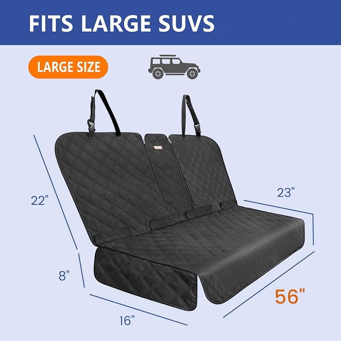 ALLANSING Back Seat Cover for Large SUVs Rear Split Bench - Heavy-Duty 900D Waterproof Non-Slip Car Seat Protector for Messy Kids & Drooling Dogs, Easy Clean(Black) - Image 6