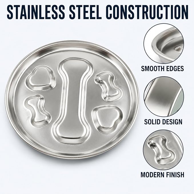 304 Stainless Steel Slow Feeder Dog Bowl, Double-Sided Anti-Gulping Puzzle Bowl, Bone Design, Dishwasher Safe, for Medium Large Dogs - Image 5