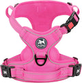 PoyPet No Pull Dog Harness, Reflective Vest with 2 Leash Clips & Handle | Lockable Neck Release Buckle, No Choke, Adjustable, Soft Padded, for Walking Training, Pink Matching Trim, X-Small by PoyPet