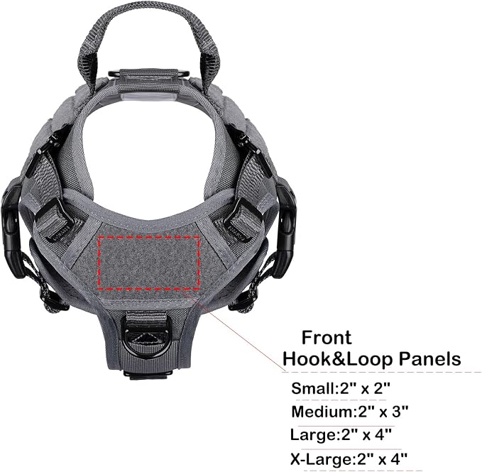 ICEFANG Tactical Dog Harness for Small Dogs,Reflective No Pull Dog Vest | with Control Handle,Adjustable,Front Hook,2 Leash Clips,Soft Padded,MOLLE Panel,Grey,Small - Image 5