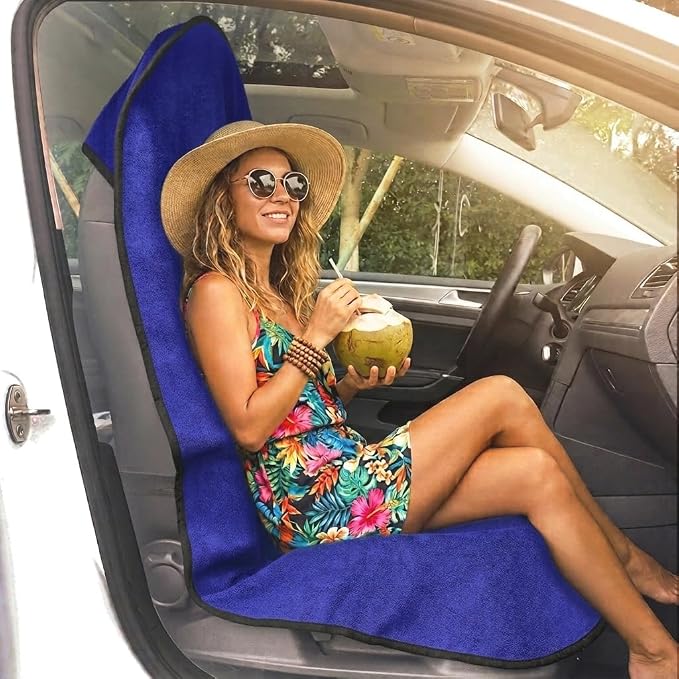 Car Seat Cover Protector Front Seats,for Gym Workout,Running,Swimming,Beach and Hiking,Waterproof Sweat Towel Bucket Seat Covers for Cars SUV Trucks (Blue, 1Pcs) - Image 2