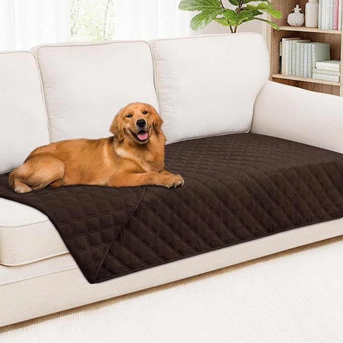 Smiry Waterproof Reversible Pet Couch Covers for Dogs | Pet Friendly, Soft Fabric, Washable Sofa Furniture Protector for Dogs Cat Kids, Checkered (40"x80", Chocolate/Chocolate) by Smiry