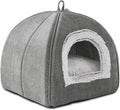 Cat Bed Cave-Cat Beds for Indoor Cats,Kittens and Small Pets,Soft and Warm Cats House Tent Bed,Foldable and Washable with Removable Cushioned and Anti Slip Bottom,Grey 15inches by WINDRACING