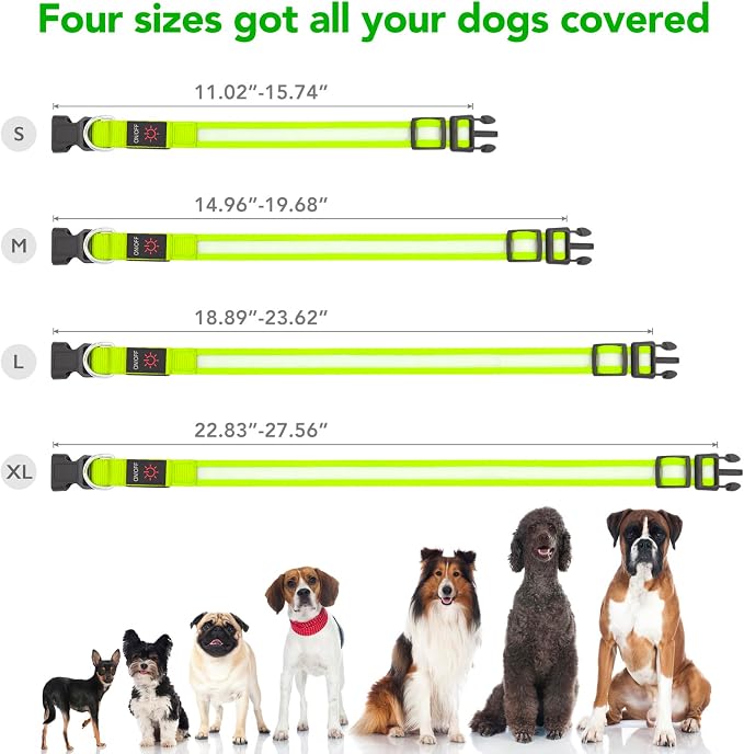 Vizpet LED Dog Collar, Light Up Dog Collar Adjustable USB Rechargeable Super Bright Safety Light Glowing Collars for Dogs(X-Large,Green) - Image 5
