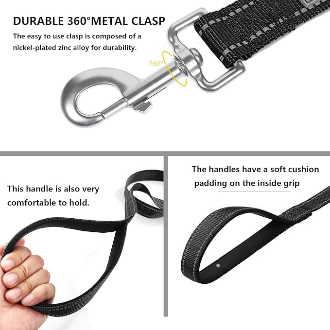 6 FT Basic Dog Leash for Small Dogs,Black | Padded Handle,Metal D-Ring,Heavy Duty Nylon Webbing, for Walking & Training - Image 4