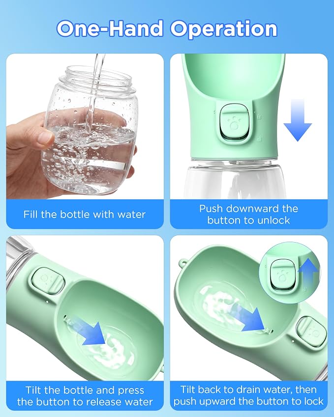 Portable Dog Water Bottle, Leak-Proof Pet Water Dispenser with Water-Saving Reflow, One-Hand Operation & Dishwasher Safe Travel Bottle for Walking, Hiking & Travel - Image 3