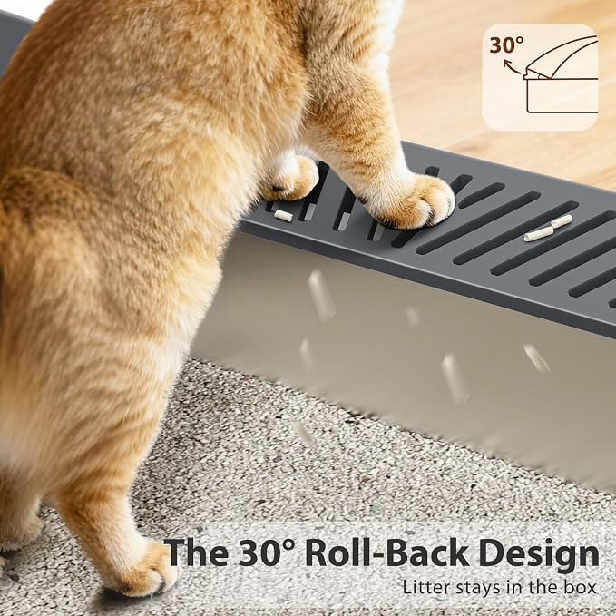 AIPERRO Stainless Steel Litter Box | Metal Litter Box with Lid for Kitty | High Sided, Low Entry for Small Cats or Injured Cats | Bunny Litter Boxes | Odor-Free & Non-Stick | Includes Litter Cat Scoop - Image 6