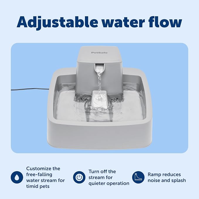 PetSafe Oasys Pet Fountain, 1 Gallon (128 oz), Cats & Small-Medium Dogs | Adjustable Water Flow, Whisker-Friendly Tray, Dishwasher-Safe, Replaceable Carbon & Foam Filters Included - Image 4