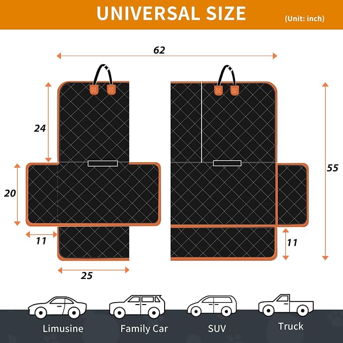 IVY&LANE Dog Car Seat Cover for Back Seat,Conversible 2-in-1 Waterproof Front Seat Cover,Heavy-Duty & Scratchproof Car Seat Protector Cover for SUVs,Trucks and Sedans,Large - Image 6
