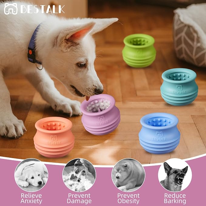 Dog Enrichment Treat Toy, Long-Lasting Wobbly Interactive Freeze Lick Toys for Dogs, Stuffable Puzzle Feeder Toy for Boredom, Silicone Treat Dispensing Chew Toy (Pastel Purple,L) - Image 4