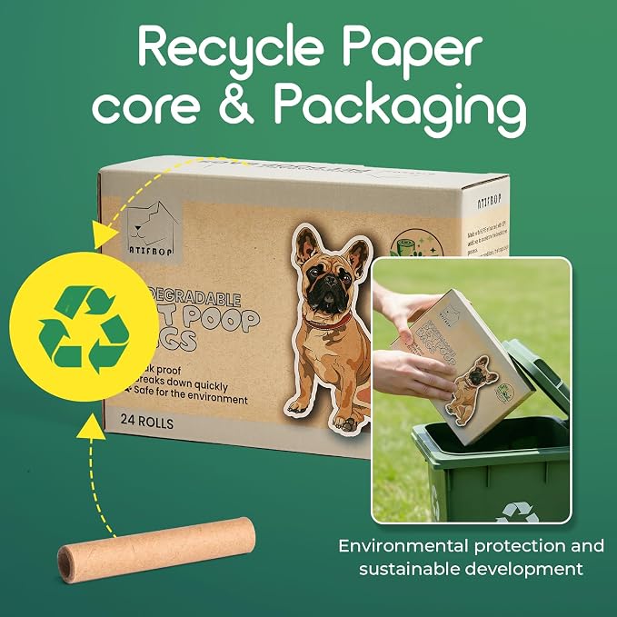 ATIFBOP Biodegradable Dog Poop Bags 360 Counts 24 Rolls, Leak Proof and Extra Thick Doggy Poop Bags (Unscented) - Image 6