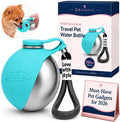 Dog Water Bottle Portable Travel Pet 2-in-1 Stainless Steel Bowl | Dispenser Leak Proof Hydration with Easy Carry Lanyard for Walking Hiking Camping Outdoor Adventures Small Medium Dogs by Unknown