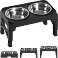 Hubulk Elevated Dog Bowls with 2 Stainless Steel Dog Food & Water Raised Bowls with No Spill Edge Non-Slip Stand Adjusts to 3 Heights(2.75", 6.0", 7.5") for Small Medium Dogs and Pet by Hubulk