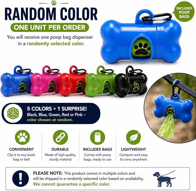 Dog Poop Bag Dispenser with Leash Clip, Portable & Leak-Proof Waste Bag Holder for Dogs, Durable Lightweight Design, Easy Pull Opening, Includes 1 Roll, Ideal for Walking & Travel. - Image 2