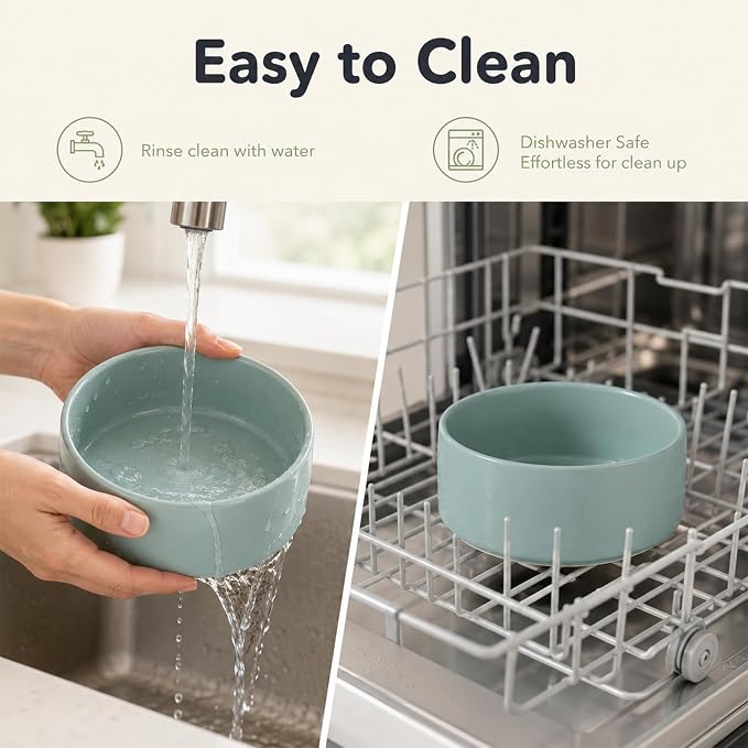Havniva Ceramic Dog Bowls Elevated, Raised Dog Food Bowl for Small Dogs | 6.1” Elevated Dog Bowls, Non-Slip Wood Stand, Dog Food and Water Bowl Set, Dog Feeding Dish, Large Capacity Pet Water Bowl - Image 7