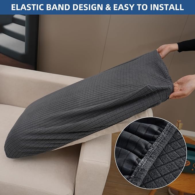 Eismodra Backrest Covers for 3 Cushion Couch Sofa Magic Stretch Sofa Slipcover for Dogs Pet L Shape 2 Seat Replacement Furniture Protector,Dark Gray Width 20-28 inches(Only 1 Piece) - Image 4