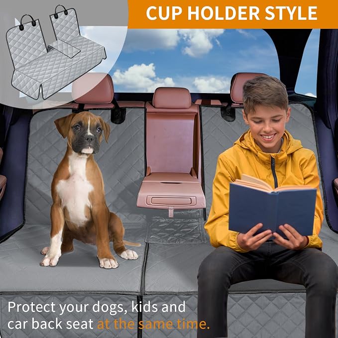 IVY&LANE Dog Car Seat Cover for Back Seat,Conversible 2-in-1 Waterproof Front Seat Cover,Heavy-Duty & Scratchproof Car Seat Protector Cover for SUVs, Trucks and Sedans(Standard,Grey) - Image 4
