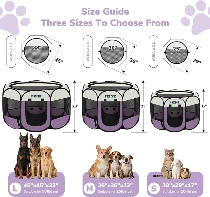 Dog Cat Small Animal Puppy Playpen Crate, Small, Purple | Portable Pop Up Pet Cage Enclosure Tent Kennel Indoor Outdoor with Carrying Case, No Assembly, Camping Use - Image 2