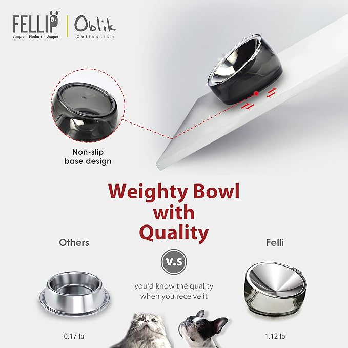 Felli Oblik Elevated Cat Bowl Removable Stainless Steel Wide Dish for Dry Wet Food Feeding & Dishwasher Clean, Slanted Whisker Fatigue Friendly Metal Plate (Smoky, 0.5 Cups Shallow Dish) - Image 6