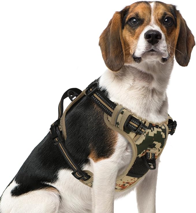 PUPTECK No Pull Tactical Dog Harness Medium Sized, Adjustable Reflective Dog Harness with Handle Easy Control, Comfortable Soft Padded Pet Vest Harness for Medium Dogs, Camouflage M by PUPTECK