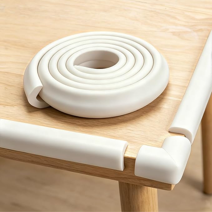 Corner Protector Baby, Baby Proofing Edge Corner Protector, Soft Foam White | Waterproof Foam Cushion with Adhesive Tape ,Corner Protector for Fireplace, Table, Stair, Cabinet (6.6ft Edge + 4 Corners) - Image 2