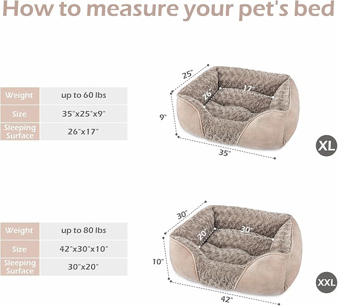 X-Large Dog Bed for Large Medium Small Dogs Rectangle Washable Dog Bed, Orthopedic Dog Bed, Soft Calming Sleeping Puppy Bed Durable Pet Cuddler with Anti-Slip Bottom XL(35"x25"x10") - Image 5