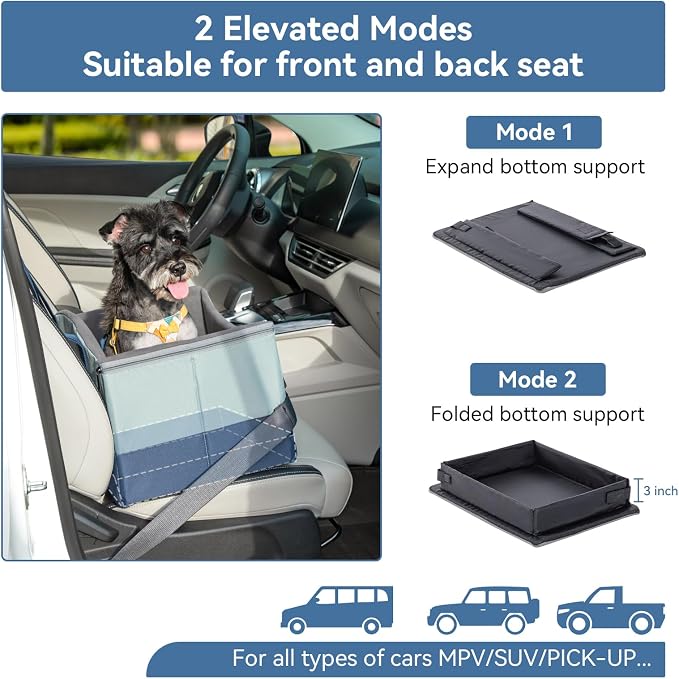 A 4 Pet Dog Car Seats for Small Dogs, Under 25 lbs, Patent Buckles | Adjustable leash, for travel/cars/SUV/pickup, pet bed for puppy & cat - Image 4