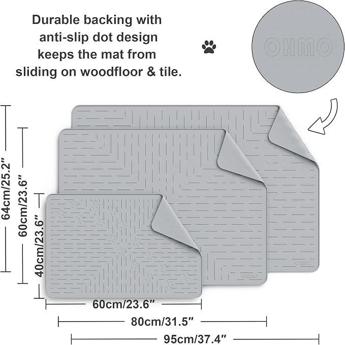 Large Cat Litter Mat, 31.5x23.6 Silicone Trapping Mat Ash Grey | for Kitty Litter Box, Easy Clean, BPA Free Rubber, Center Litter Collection, Easy Pour-Back, Waterproof, Odor-Resistant - Image 5