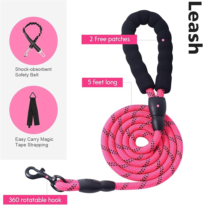 No Pull Tactical Dog Harness for Large Dogs, Service Dog Vest, XL, Pink | Tactical Dog Vest Harness and Leash Set, Adjustable Military Service Dog Harness with Handle for Medium Large Dogs - Image 7
