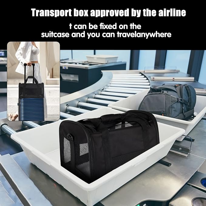 Cat Carrying Case - Pet Carrier Airline Approved, Protable and Breathable Pet Travel Carrier Removable Fleece Pad, Collapsible Cat Carrier Dog Carrier for Medium Cats Small Cats Dogs (X-Large, Black) - Image 6