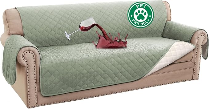 Turquoize 100% Waterproof Couch Cover Sofa Covers Washable Couch Covers for 3 Cushion Couch Sofa Pet Friendly Triple Non-Slip Couch Cover for Dogs Furniture Covers for Pets, Kids,Dog (Sofa 70", Sage) by Turquoize