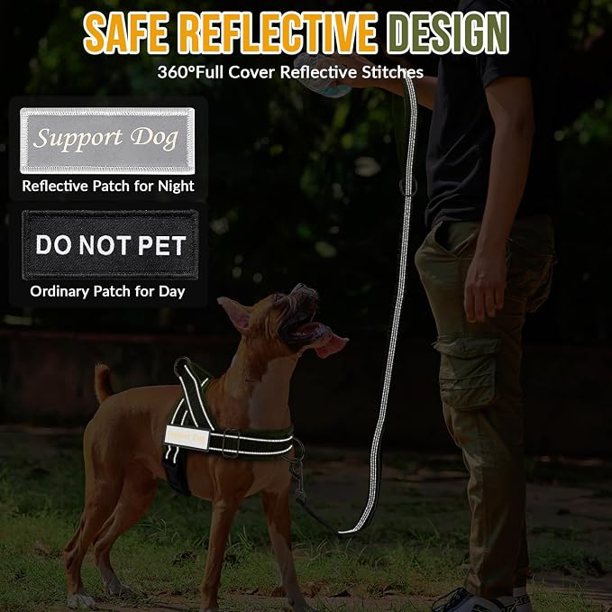 SlowTon No Pull Dog Harness with Front Clip - Heavy Duty, Soft Padded | Neck & Chest Adjustable, Tactical Pet Vest and Leash Set for Large Medium Sized Dogs, for Easy Walk & Training, Green M - Image 7