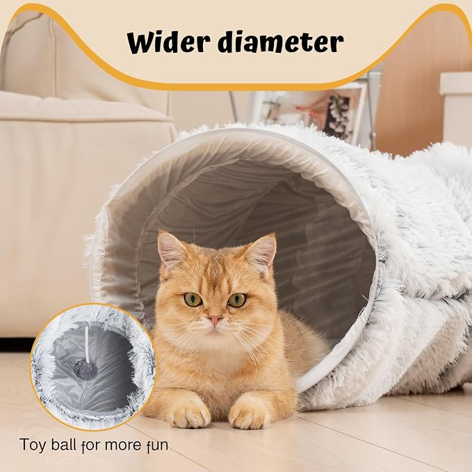 Avont Cat Tunnel Bed, Washable Cushion, Large 3-in-1 Play Tube for Cats | Play, Rest & Snuggle | Spacious for Big Cats | Durable Toggle Design | Removable Washable Cushion | Grey - Image 4