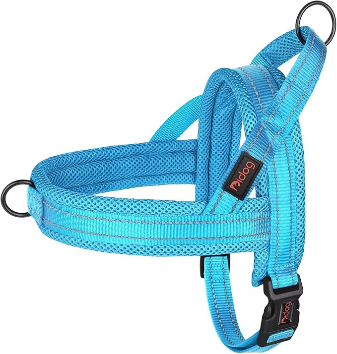 No Pull Dog Harness for Medium Dogs, Breathable Mesh Padded, Blue, M | Quick Fit, Easy On and Off, Lightweight, Reflective Vest Harness for Night Safty, Easy for Walking and Training, Chest 21-26" by Didog