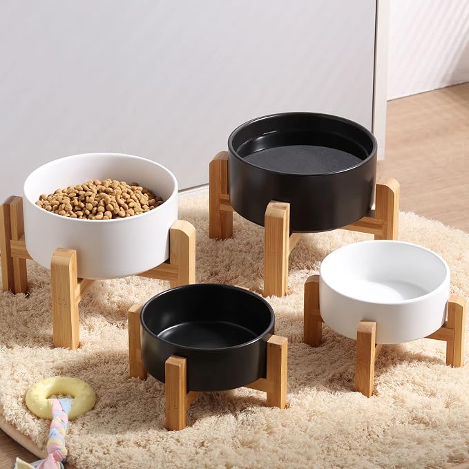 Petygooing Black Elevated/Raised Ceramic Dog Bowl for Small Breeds, Dog Food Water Dish with Stand,Pet Feeding Bowl with Anti Slip Rubber for Cats and Small Dogs Puppy 13.5 OZ (5.1In / 1.7 Cups) - Image 7