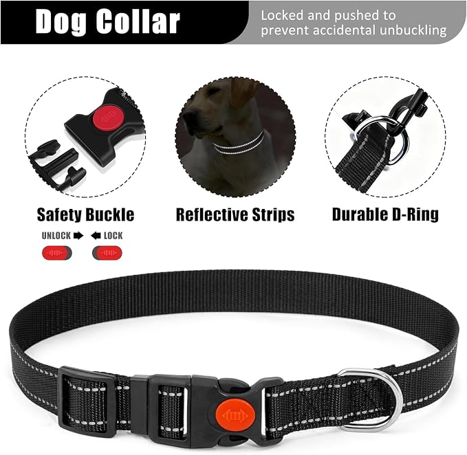 No Pull Dog Harness Adjustable Collar & Leash Set - Dog Halter Harnesses Collapsible Bowls & Poop Bag Dispenser Muzzle ID Tags Toys Fits Small Medium Large Dogs (Black-S) - Image 5