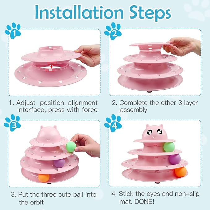 UPSKY 20 PCS Cat Toys Set with Teaser, Mice, Spring, and Various Ball Toys | Puzzle Kitten Toys, Sturdy Structure, Detachable Design, Easy to Assemble, Anti-Slip, Reduces Boredom for Indoor Cats - Image 4
