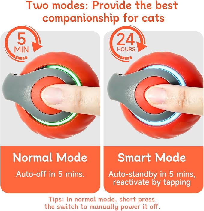 Interactive Cat Toy Ball - Automatic Moving Cat Ball for Indoor Cats with 3 Tails, Rechargeable Silent Kitten Toy for Boredom & Exercise, Rolling Ball Toy with 2 Modes & 2 Speeds. - Image 4