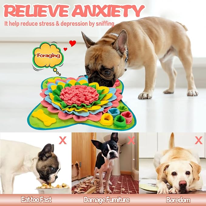 Snuffle Mat for Dogs Pet Treats Feeding Mat for Small/Medium Breed Dogs Non-Slip/Portable/Durable Interactive Dog Puzzle Toys Encourages Natural Foraging Skills (Pink) - Image 3