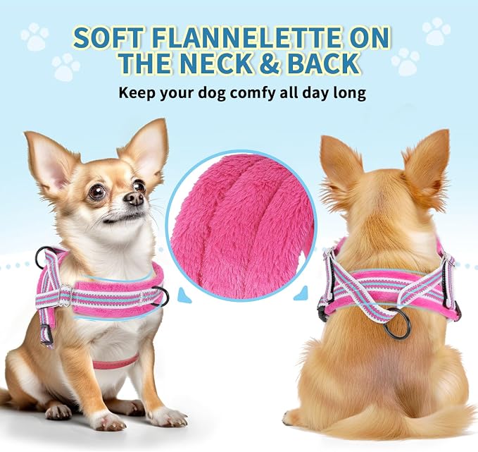 Lukovee Small Dog Harness and Leash Set, No Pull Soft Padded Vest | Both Neck & Chest Adjustable, Reflective, Puppy Harness with 4ft Lightweight Anti-Twist Dog Leash for Small Dogs (Fu,XXS) - Image 5