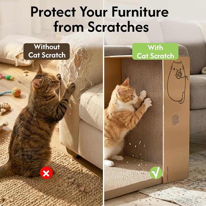 Cardboard Cat Scratcher Box XL, 5 Pack Pads, Indoor Cats Bed | 17x13x5 Size, Reversible Pads, Smart Hole Design, Catnip Included, Low Mess, Furniture Protection, Multi-Cat Friendly - Image 3