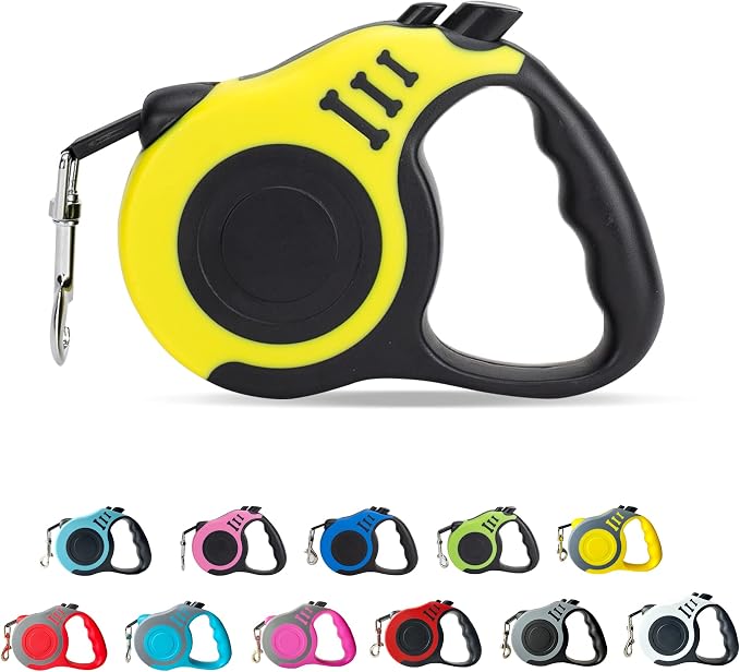 Retractable Dog Leash Automatic Telescopic Tractor Dog Tape | Pet Tape 10/16 FT Durable and Convenient, with Non-Slip Handle, Suitable for Small and Medium-Sized Dogs Yellow by LIEVUIKEN
