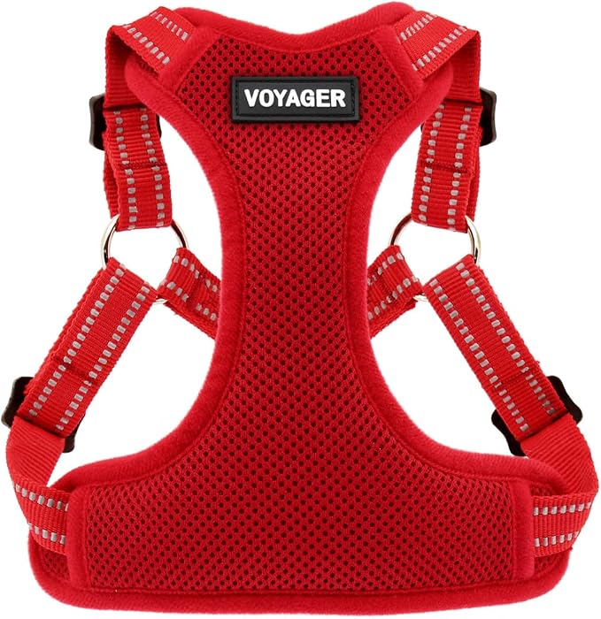 Voyager Step-in Flex Adjustable Dog Harness - Red, Medium | 17 - 21" in Chest, Fully Adjustable, Reflective Bands, All Weather Breathable Air Mesh, Lightweight, Fast Drying by BestPetSuppliesLLC